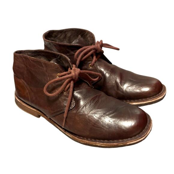 UGG Leighton Men’s Size 11 Crinkly Brown Leather Chukka Boots PLZ READ - Picture 1 of 16